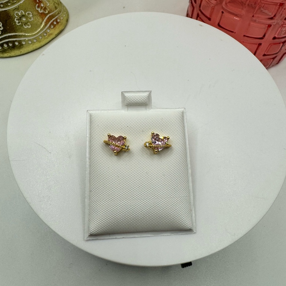 Gold Tone and Crystal Heart Earrings NEW